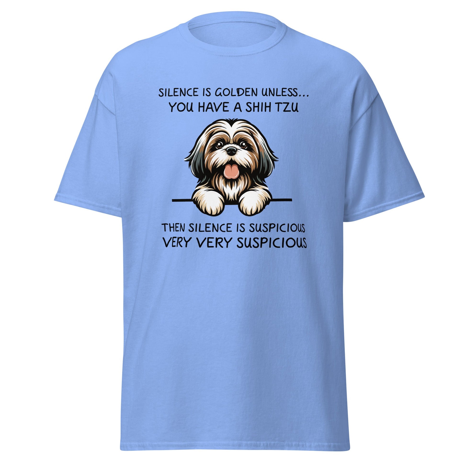 Suspicious Shih Tzu | Shih Tzu T-Shirt - Carolina Blue - T-Shirts Online