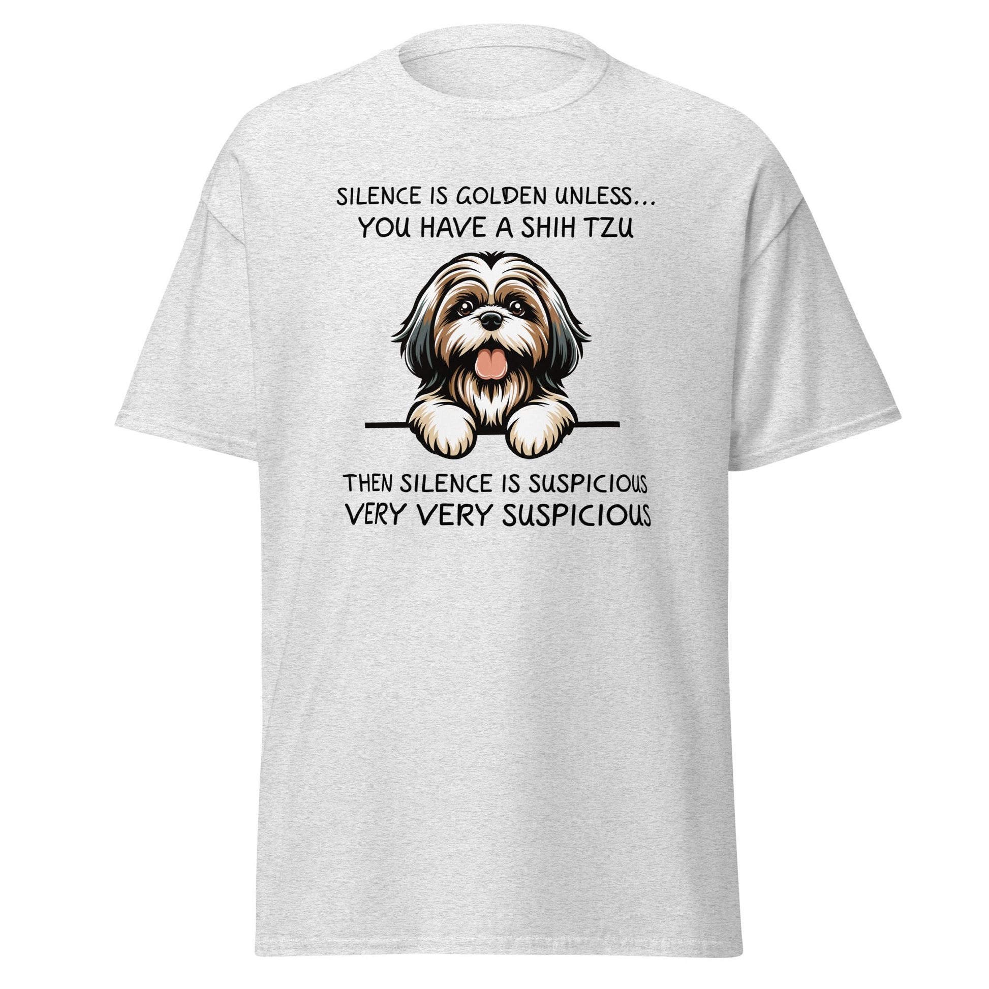 Suspicious Shih Tzu | Shih Tzu T-Shirt - Ash - T-Shirts Online