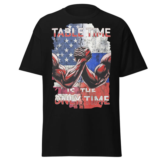 Table Time Arm Wrestling T-Shirt - Patriotic Strength Tee - Black - T-Shirts Online