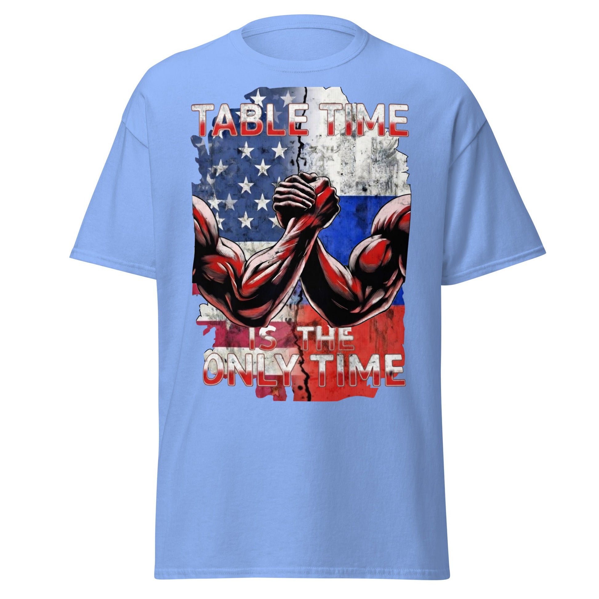 Table Time Arm Wrestling T-Shirt - Patriotic Strength Tee - Carolina Blue - T-Shirts Online