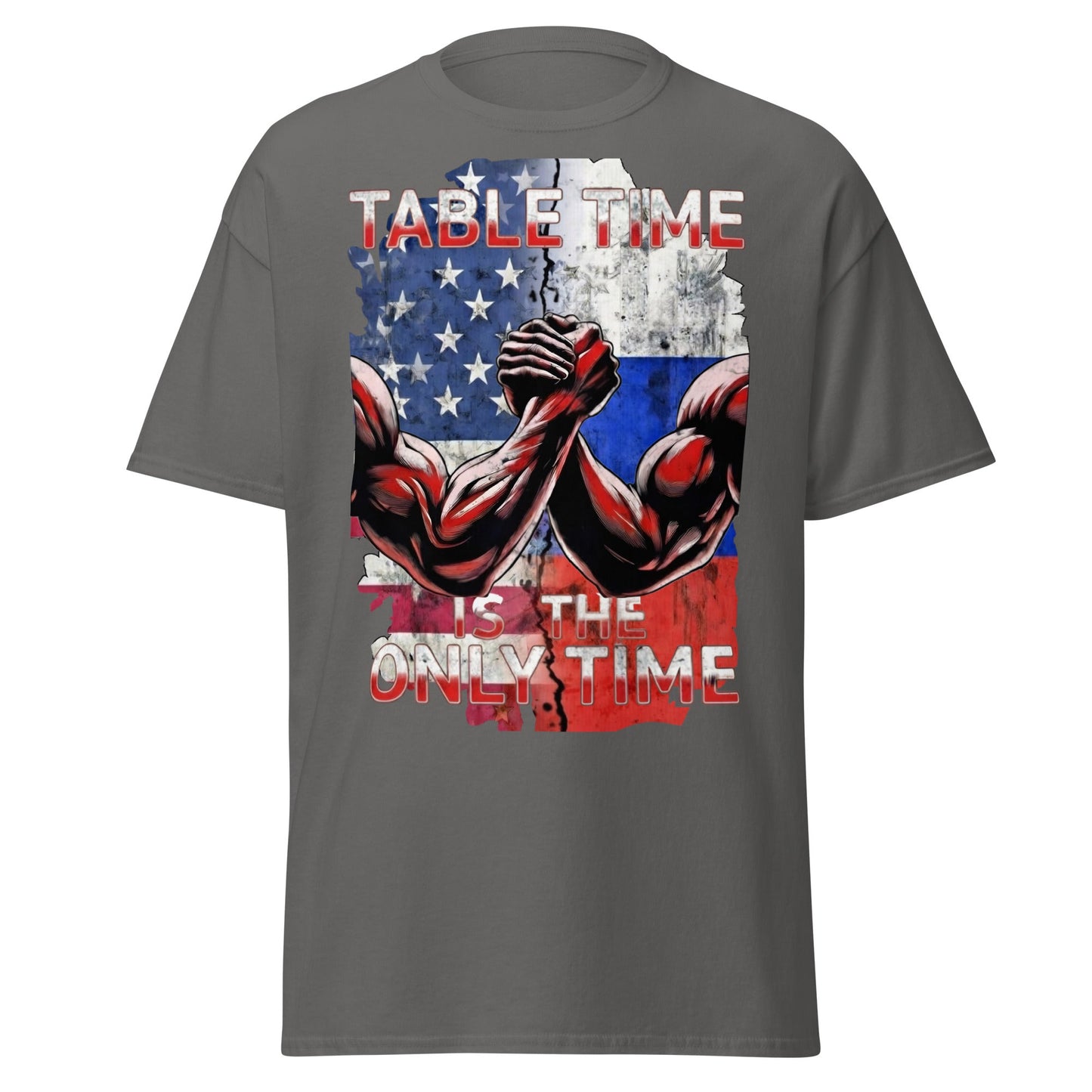 Table Time Arm Wrestling T-Shirt - Patriotic Strength Tee - Charcoal - T-Shirts Online
