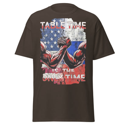 Table Time Arm Wrestling T-Shirt - Patriotic Strength Tee - Dark Chocolate - T-Shirts Online