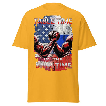 Table Time Arm Wrestling T-Shirt - Patriotic Strength Tee - Gold - T-Shirts Online
