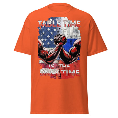 Table Time Arm Wrestling T-Shirt - Patriotic Strength Tee - Orange - T-Shirts Online
