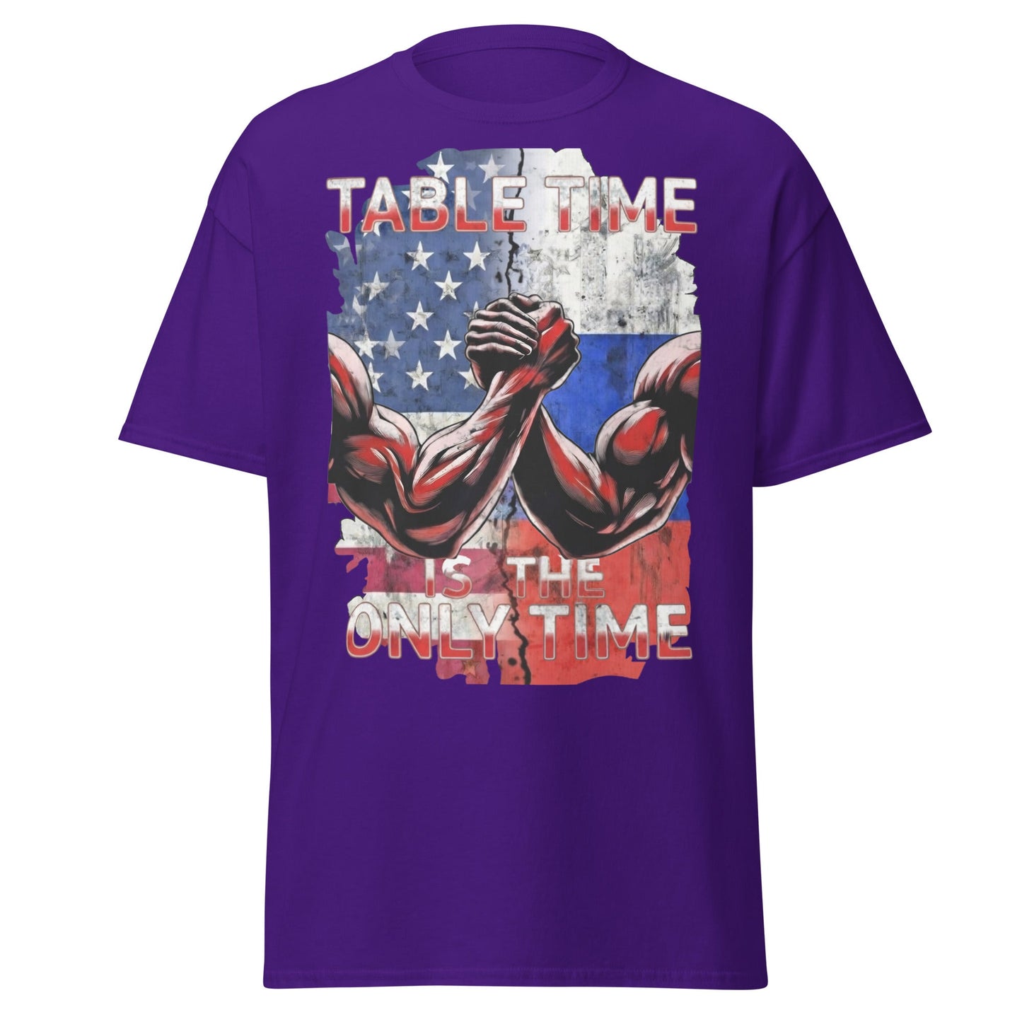 Table Time Arm Wrestling T-Shirt - Patriotic Strength Tee - Purple - T-Shirts Online