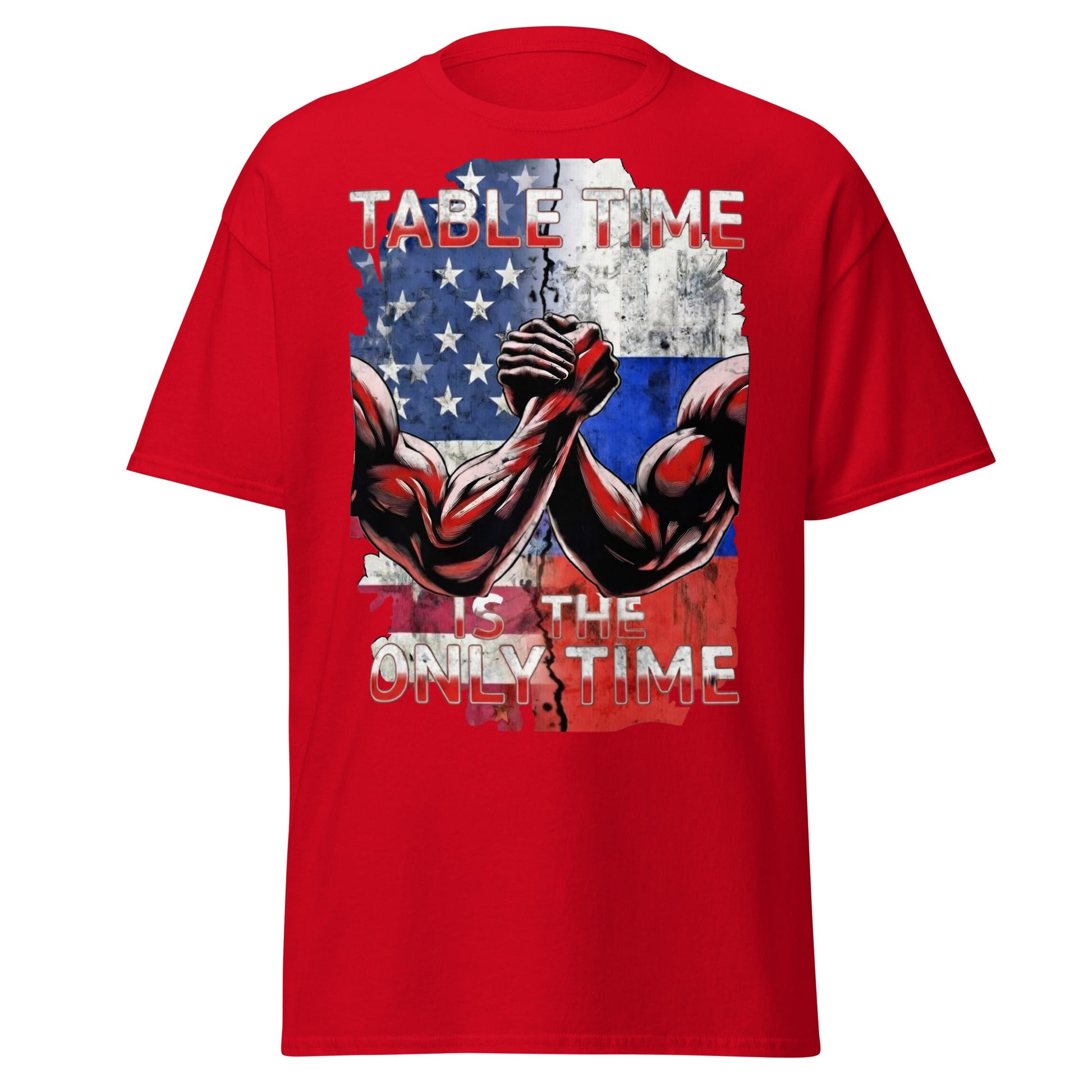 Table Time Arm Wrestling T-Shirt - Patriotic Strength Tee - Red - T-Shirts Online