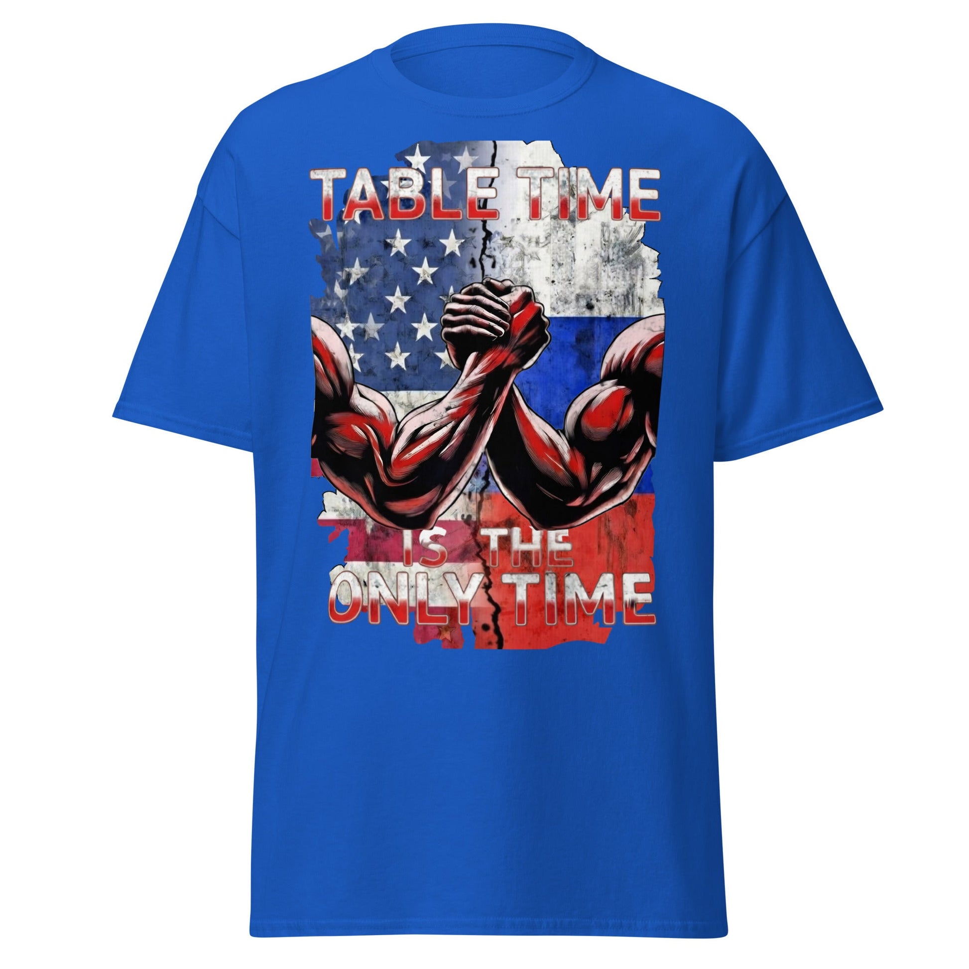 Table Time Arm Wrestling T-Shirt - Patriotic Strength Tee - Royal - T-Shirts Online