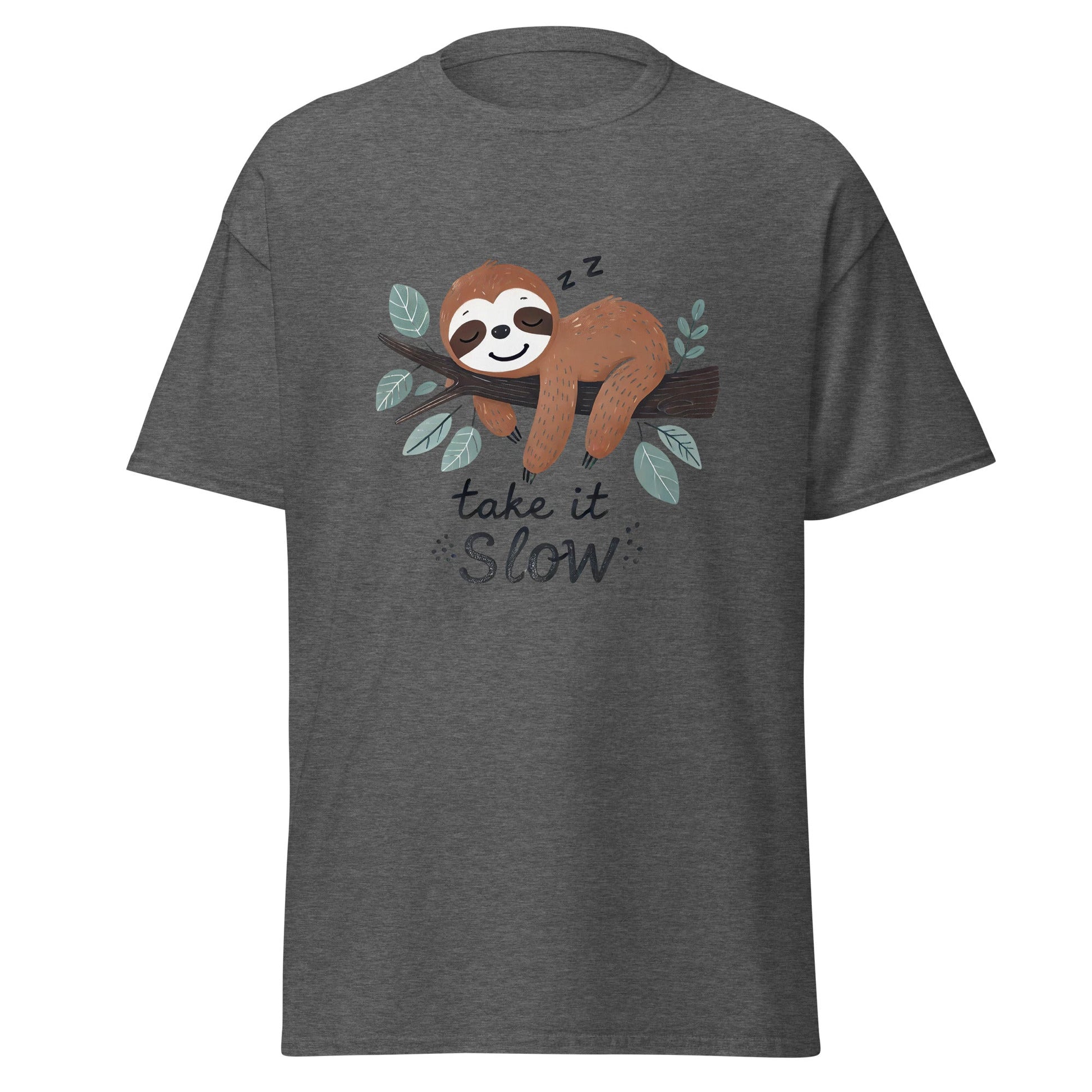 Take it Slow | Sloth T-Shirt - Dark Heather - T-Shirts Online