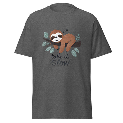 Take it Slow | Sloth T-Shirt - Dark Heather - T-Shirts Online