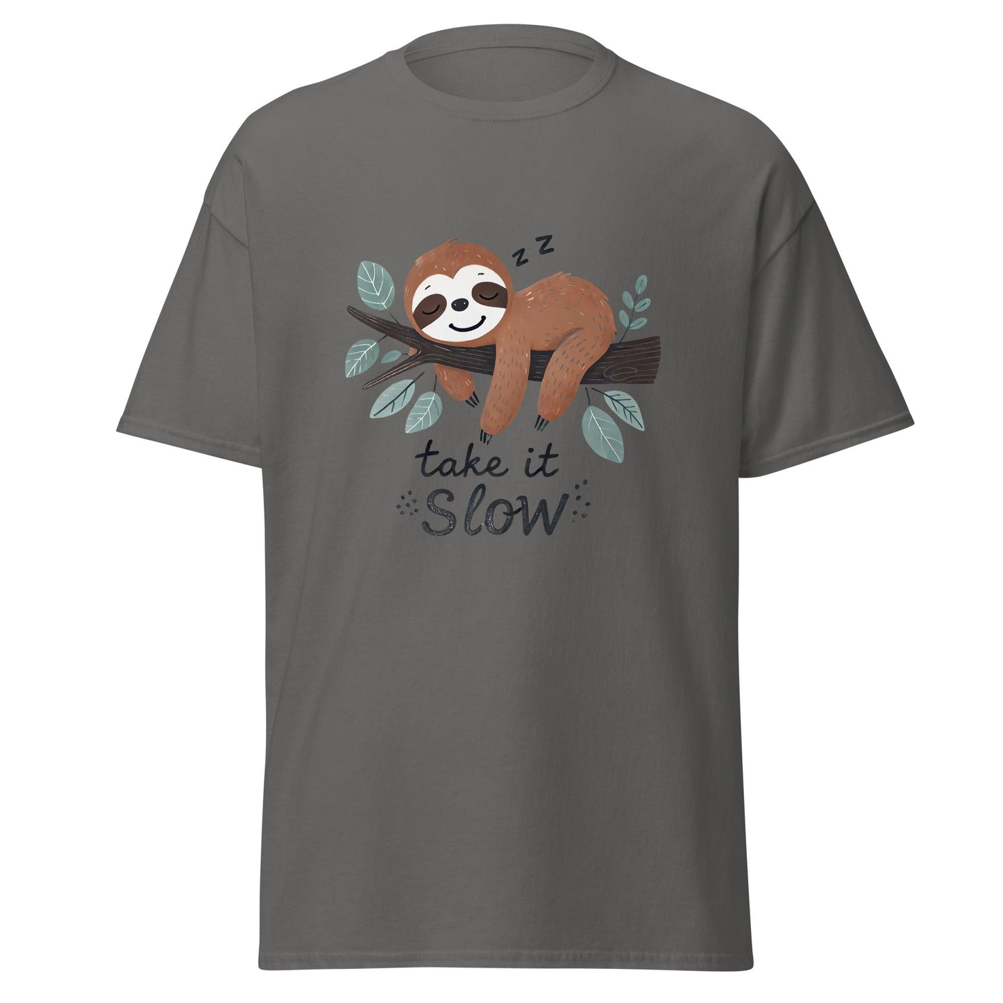 Take it Slow | Sloth T-Shirt - Charcoal - T-Shirts Online