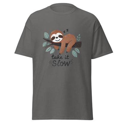 Take it Slow | Sloth T-Shirt - Charcoal - T-Shirts Online
