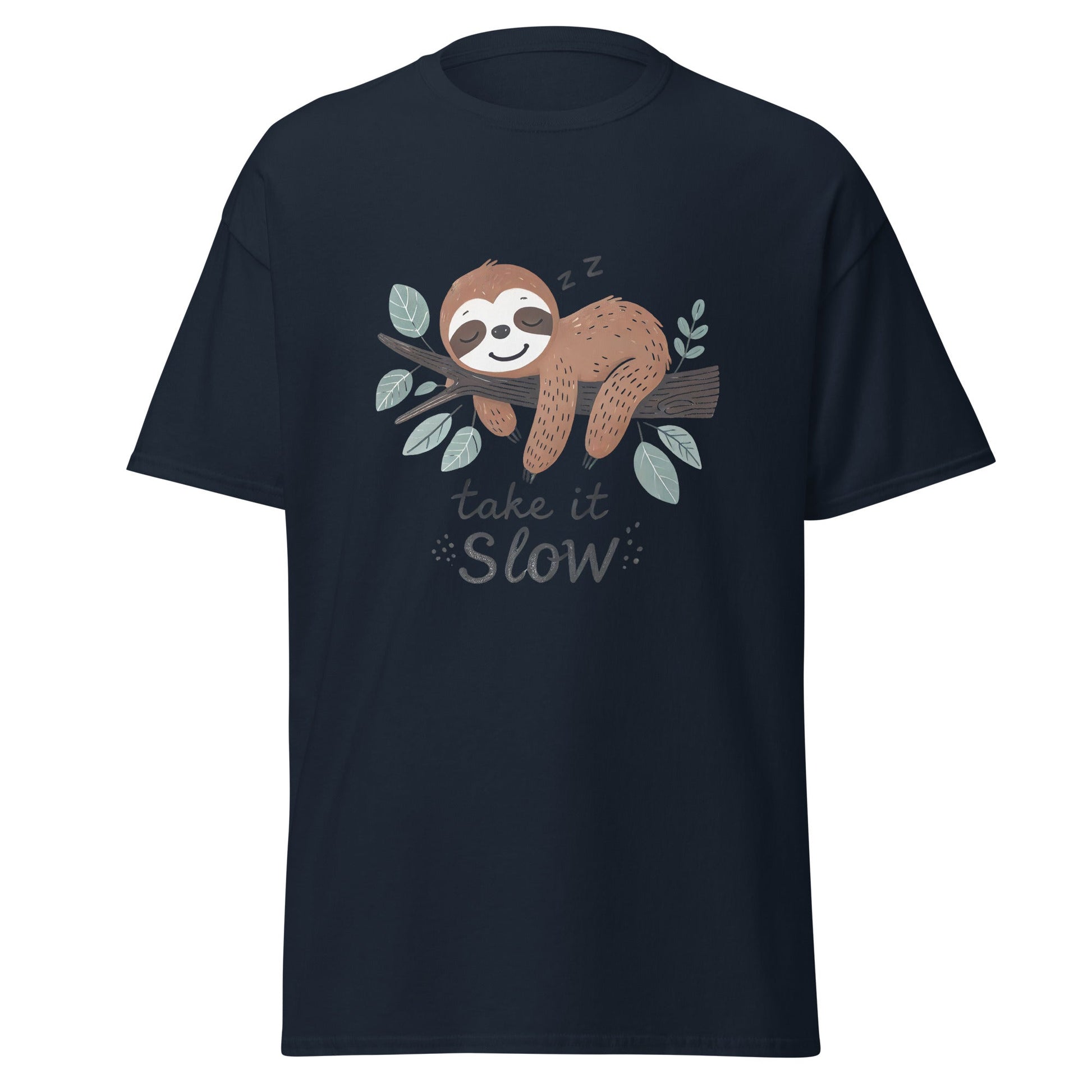 Take it Slow | Sloth T-Shirt - Navy - T-Shirts Online