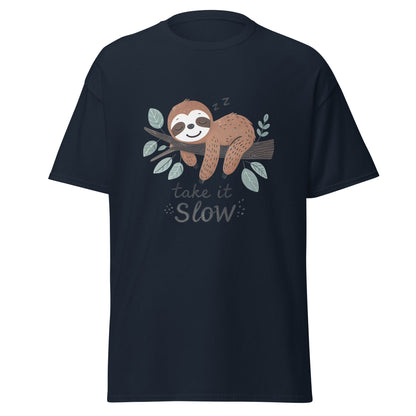 Take it Slow | Sloth T-Shirt - Navy - T-Shirts Online