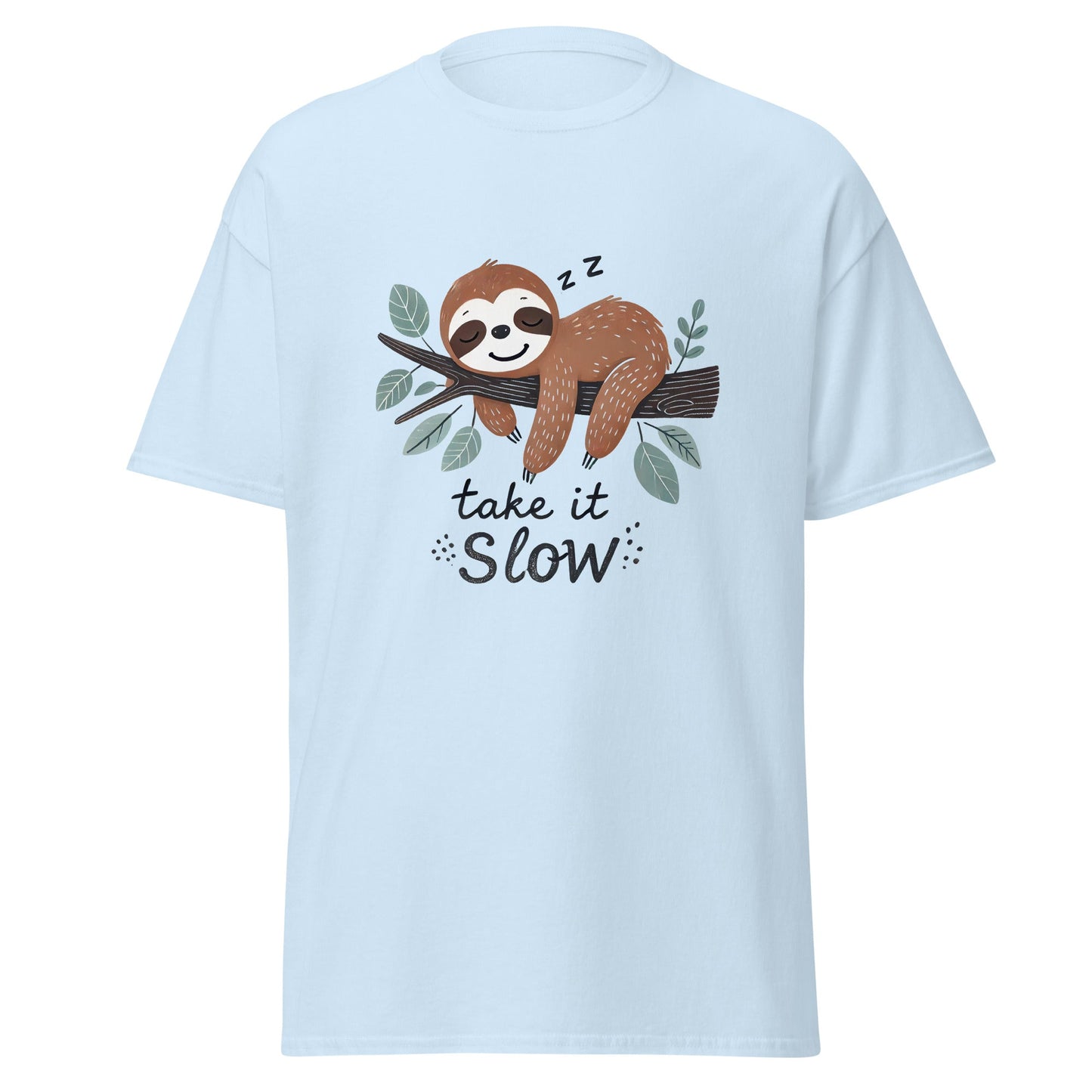 Take it Slow | Sloth T-Shirt - Light Blue - T-Shirts Online