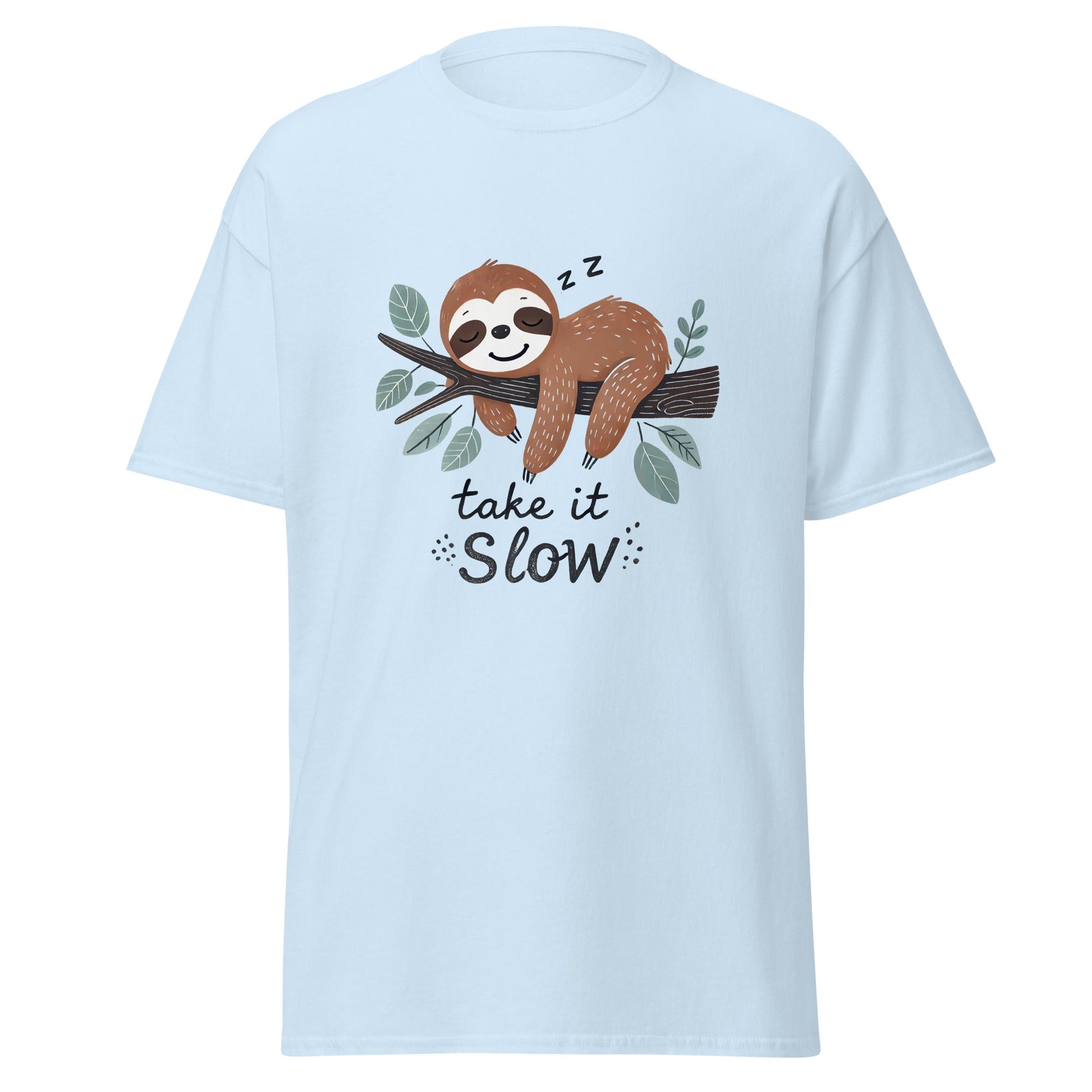 Take it Slow | Sloth T-Shirt - Light Blue - T-Shirts Online