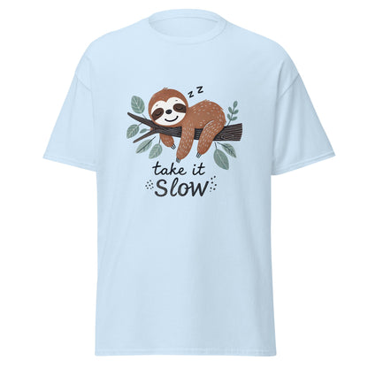 Take it Slow | Sloth T-Shirt - Light Blue - T-Shirts Online