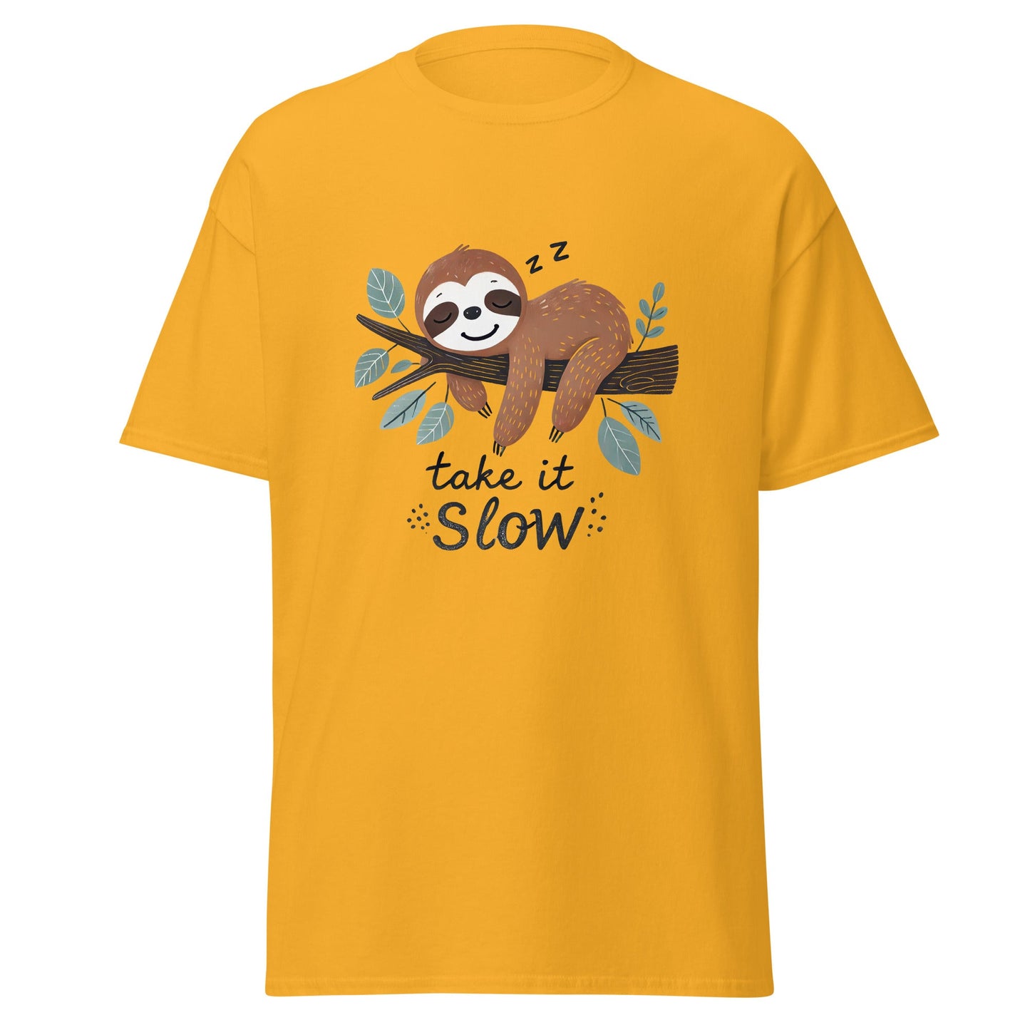 Take it Slow | Sloth T-Shirt - Gold - T-Shirts Online