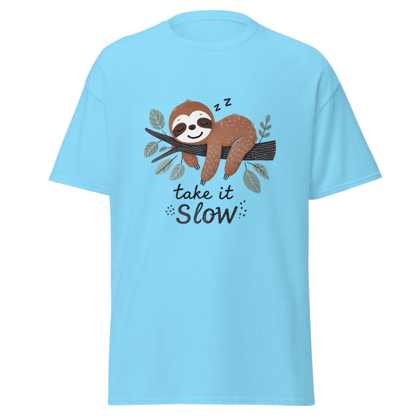 Take it Slow | Sloth T-Shirt - Sky - T-Shirts Online