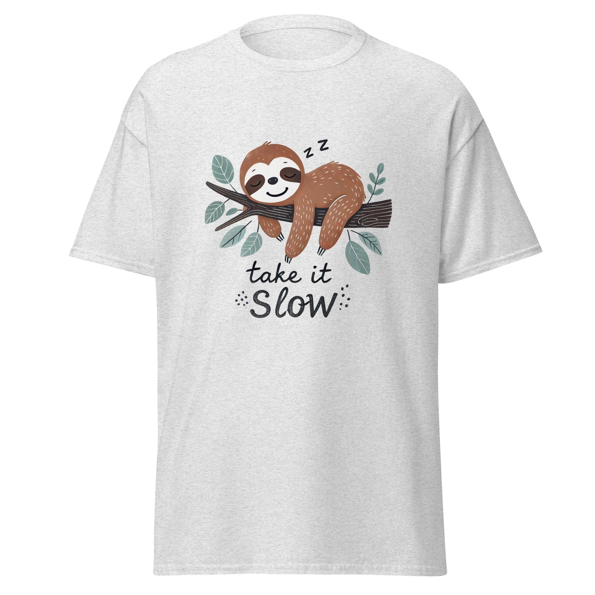 Take it Slow | Sloth T-Shirt - Ash - T-Shirts Online