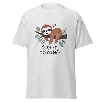 Take it Slow | Sloth T-Shirt - Ash - T-Shirts Online