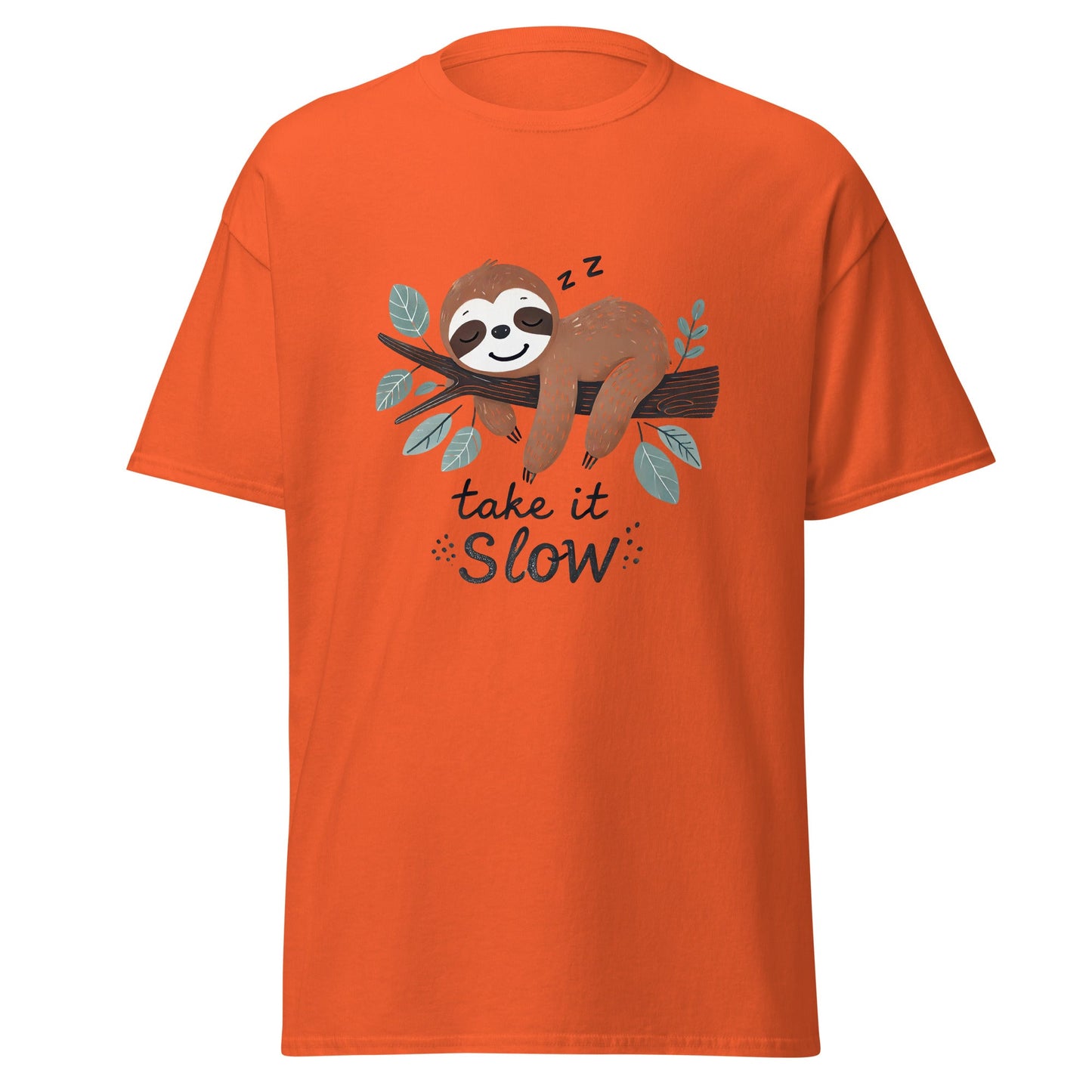 Take it Slow | Sloth T-Shirt - Orange - T-Shirts Online