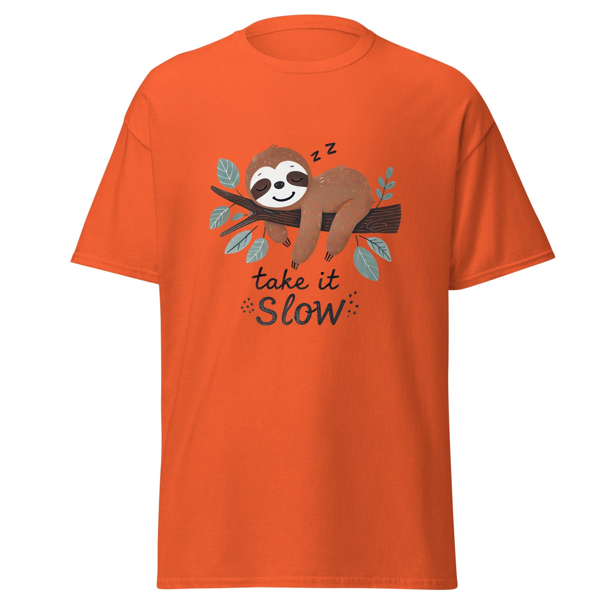 Take it Slow | Sloth T-Shirt - Orange - T-Shirts Online
