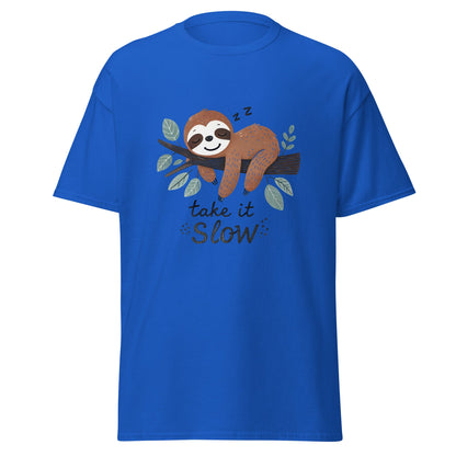 Take it Slow | Sloth T-Shirt - Royal - T-Shirts Online