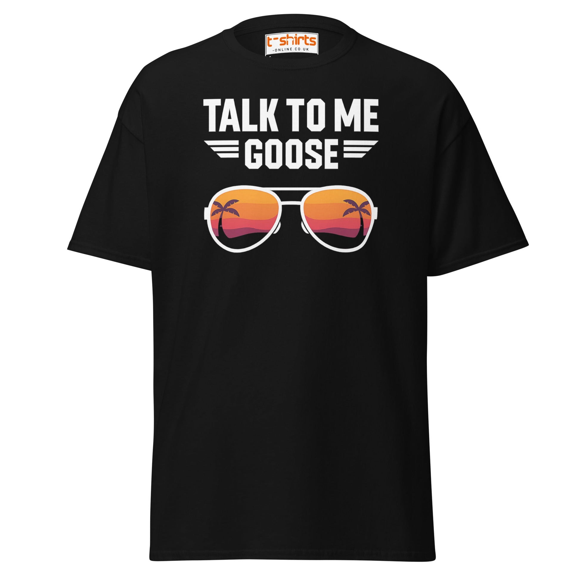 Talk To Me Goose T-Shirt – Retro Aviator Tee - Black - T-Shirts Online