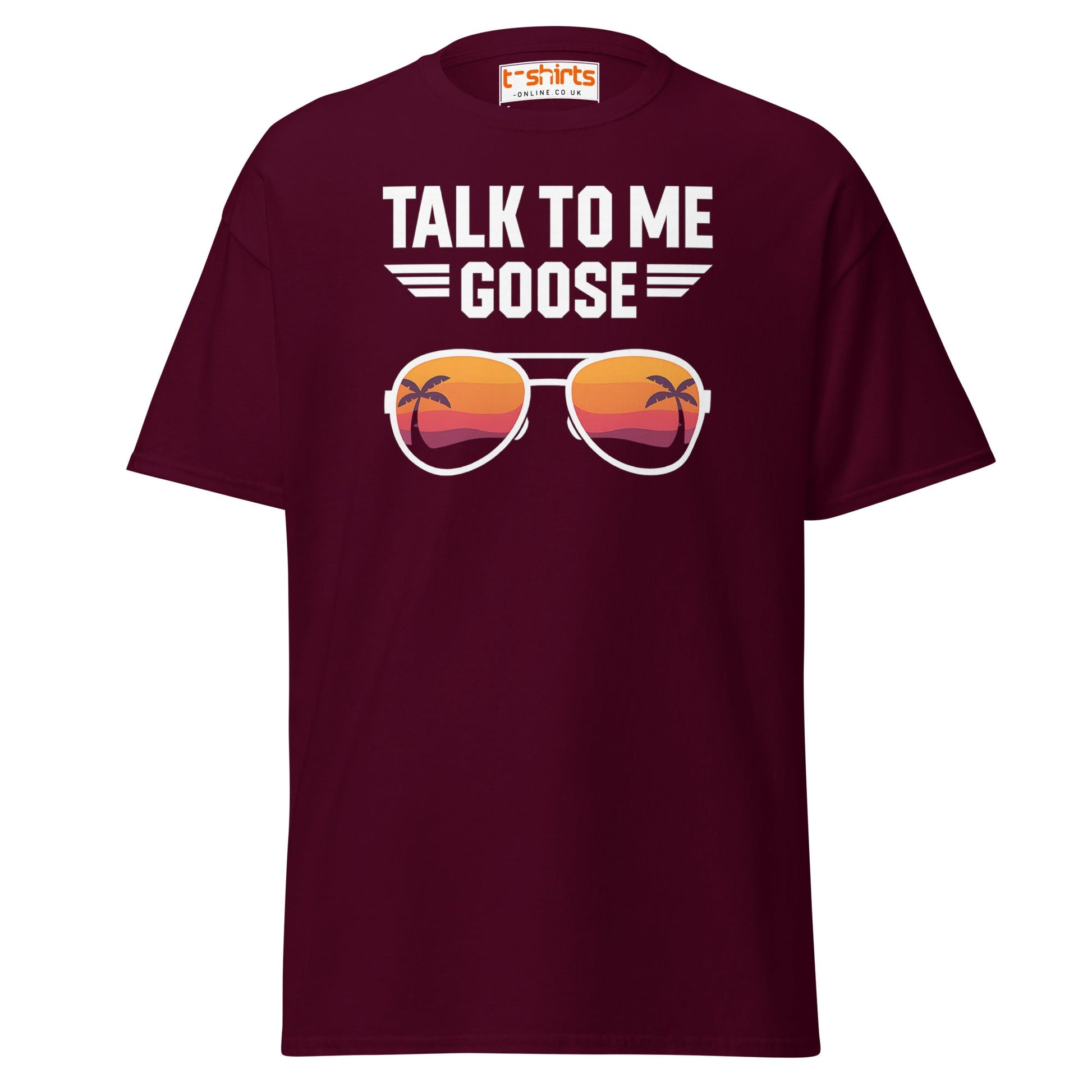 Talk To Me Goose T-Shirt – Retro Aviator Tee - Maroon - T-Shirts Online