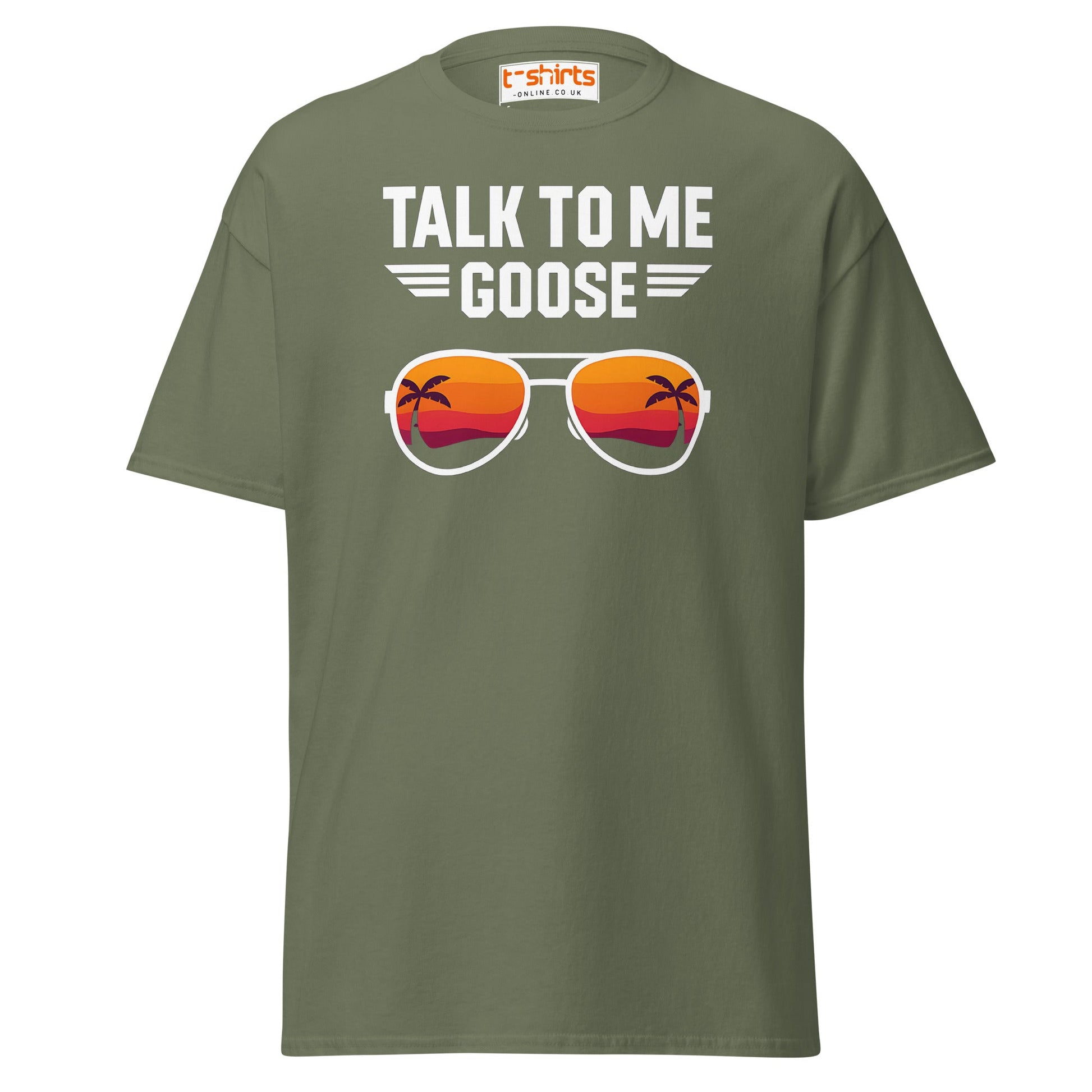Talk To Me Goose T-Shirt – Retro Aviator Tee - Military Green - T-Shirts Online