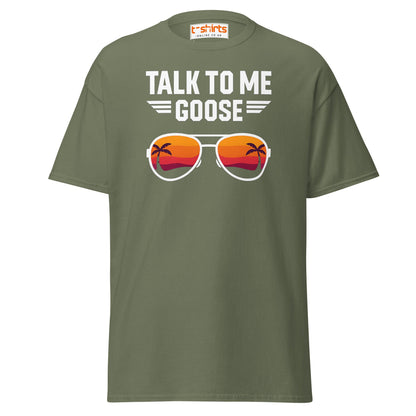 Talk To Me Goose T-Shirt – Retro Aviator Tee - Military Green - T-Shirts Online