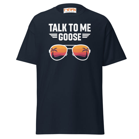 Talk To Me Goose T-Shirt – Retro Aviator Tee - Navy - T-Shirts Online