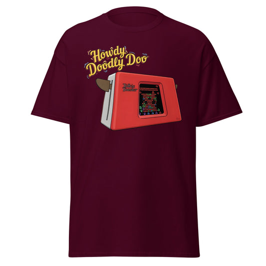 Talkie Toaster Howdy Doodly Doo Funny Sci - Fi T-Shirt - Maroon - T-Shirts Online