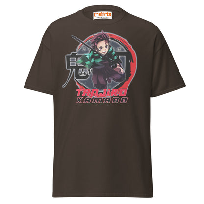 Tanjiro Kamado T-Shirt – Anime Warrior Battle Tee - Dark Chocolate - T-Shirts Online