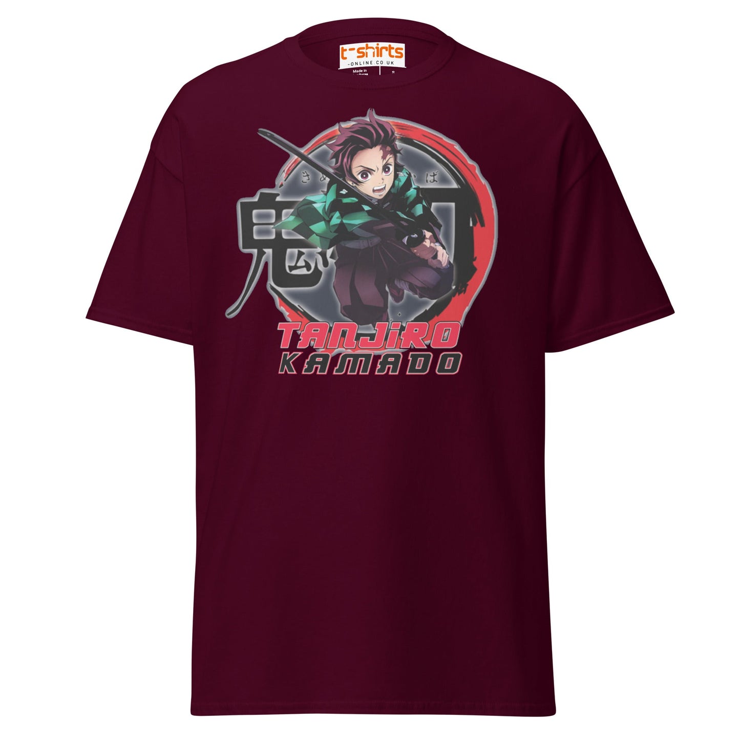 Tanjiro Kamado T-Shirt – Anime Warrior Battle Tee - Maroon - T-Shirts Online