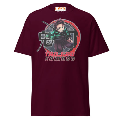 Tanjiro Kamado T-Shirt – Anime Warrior Battle Tee - Maroon - T-Shirts Online