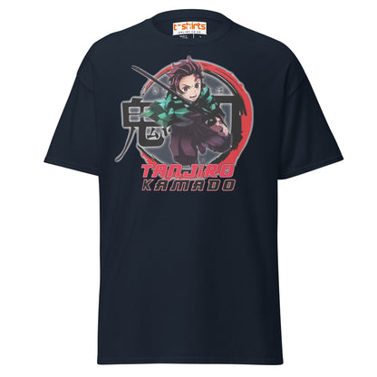 Tanjiro Kamado T-Shirt – Anime Warrior Battle Tee - Navy - T-Shirts Online