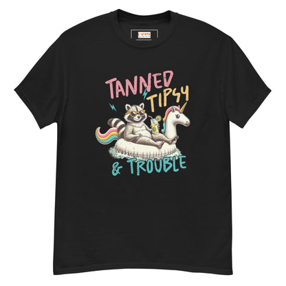 Tanned, Tipsy & Trouble | Raccoon T-Shirt - Black - T-Shirts Online