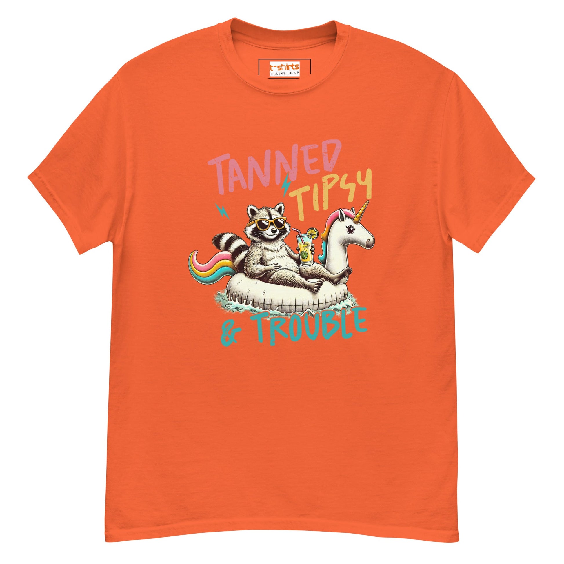 Tanned, Tipsy & Trouble | Raccoon T-Shirt - Orange - T-Shirts Online