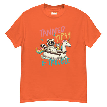 Tanned, Tipsy & Trouble | Raccoon T-Shirt - Orange - T-Shirts Online