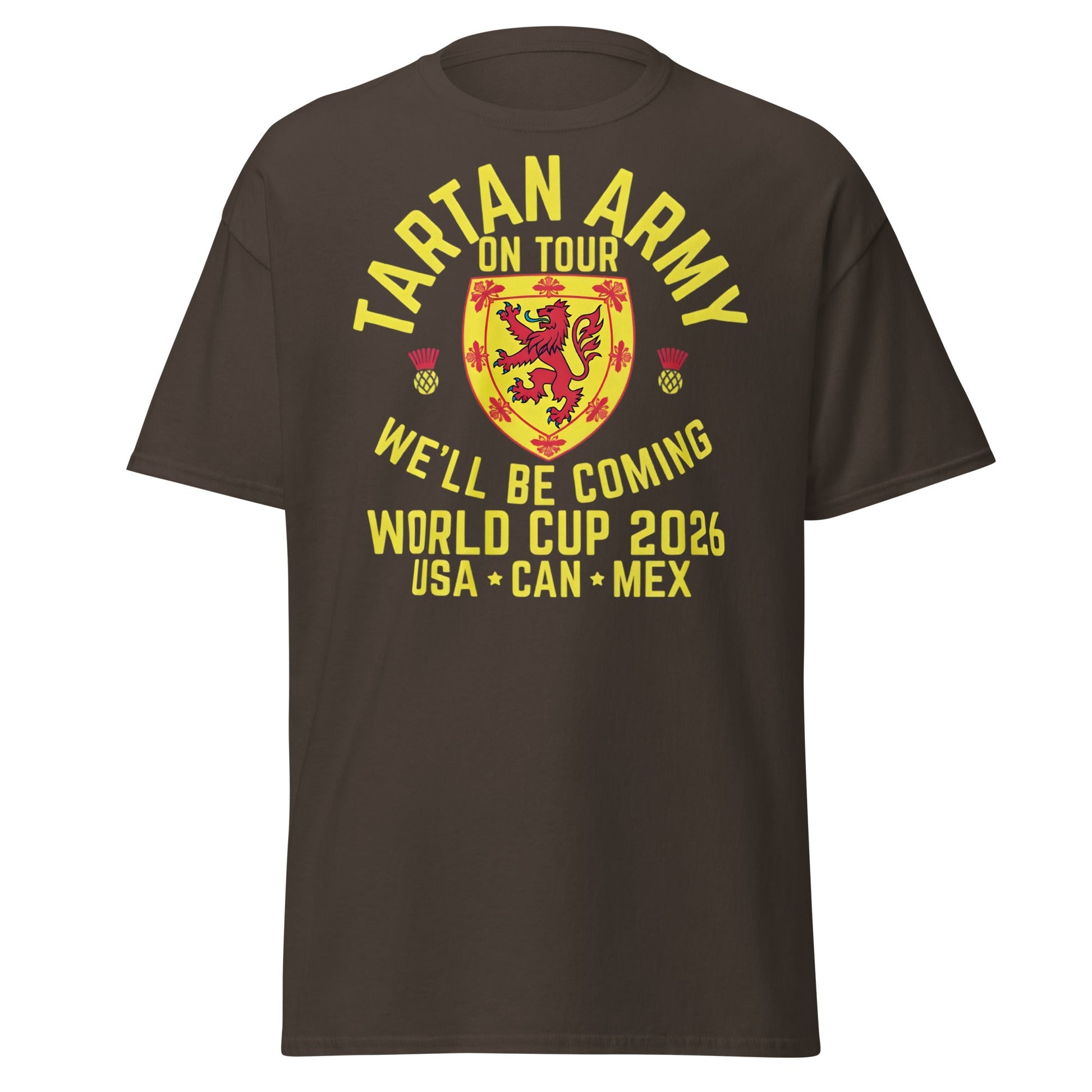 Tartan Army World Cup 2026 T-Shirt - Scotland on Tour - Dark Chocolate - T-Shirts Online