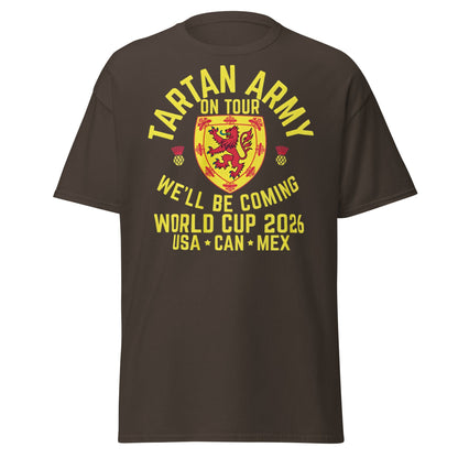 Tartan Army World Cup 2026 T-Shirt - Scotland on Tour - Dark Chocolate - T-Shirts Online