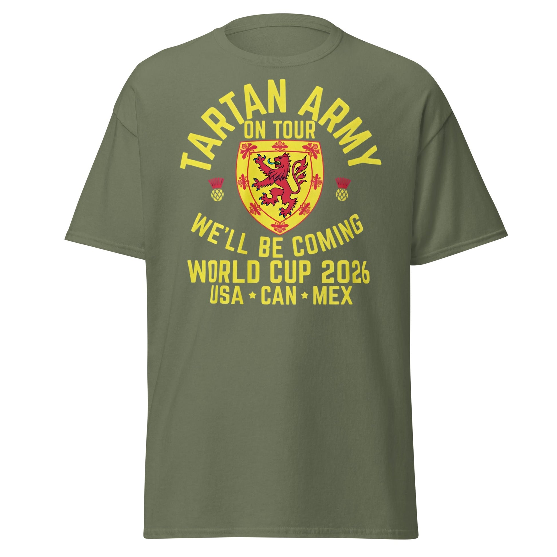 Tartan Army World Cup 2026 T-Shirt - Scotland on Tour - Military Green - T-Shirts Online