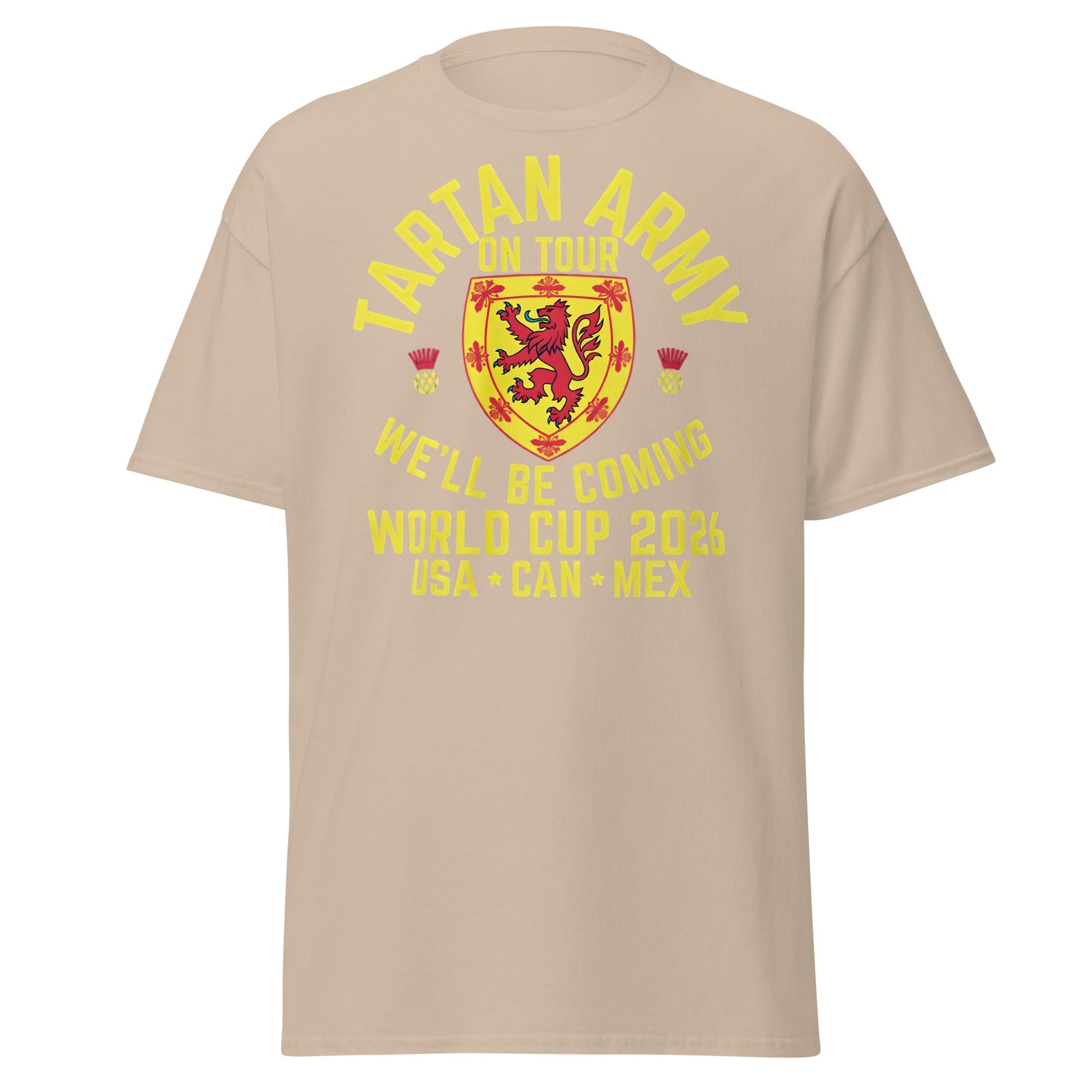 Tartan Army World Cup 2026 T-Shirt - Scotland on Tour - Sand - T-Shirts Online