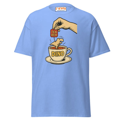Tea Rex Dinosaur Pun T-Shirt – Funny Retro Comic Tee - Carolina Blue - T-Shirts Online