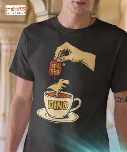 Tea Rex Dinosaur Pun T-Shirt – Funny Retro Comic Tee - Maroon - T-Shirts Online