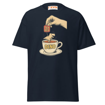 Tea Rex Dinosaur Pun T-Shirt – Funny Retro Comic Tee - Navy - T-Shirts Online