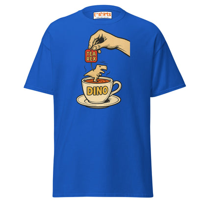 Tea Rex Dinosaur Pun T-Shirt – Funny Retro Comic Tee - Royal - T-Shirts Online