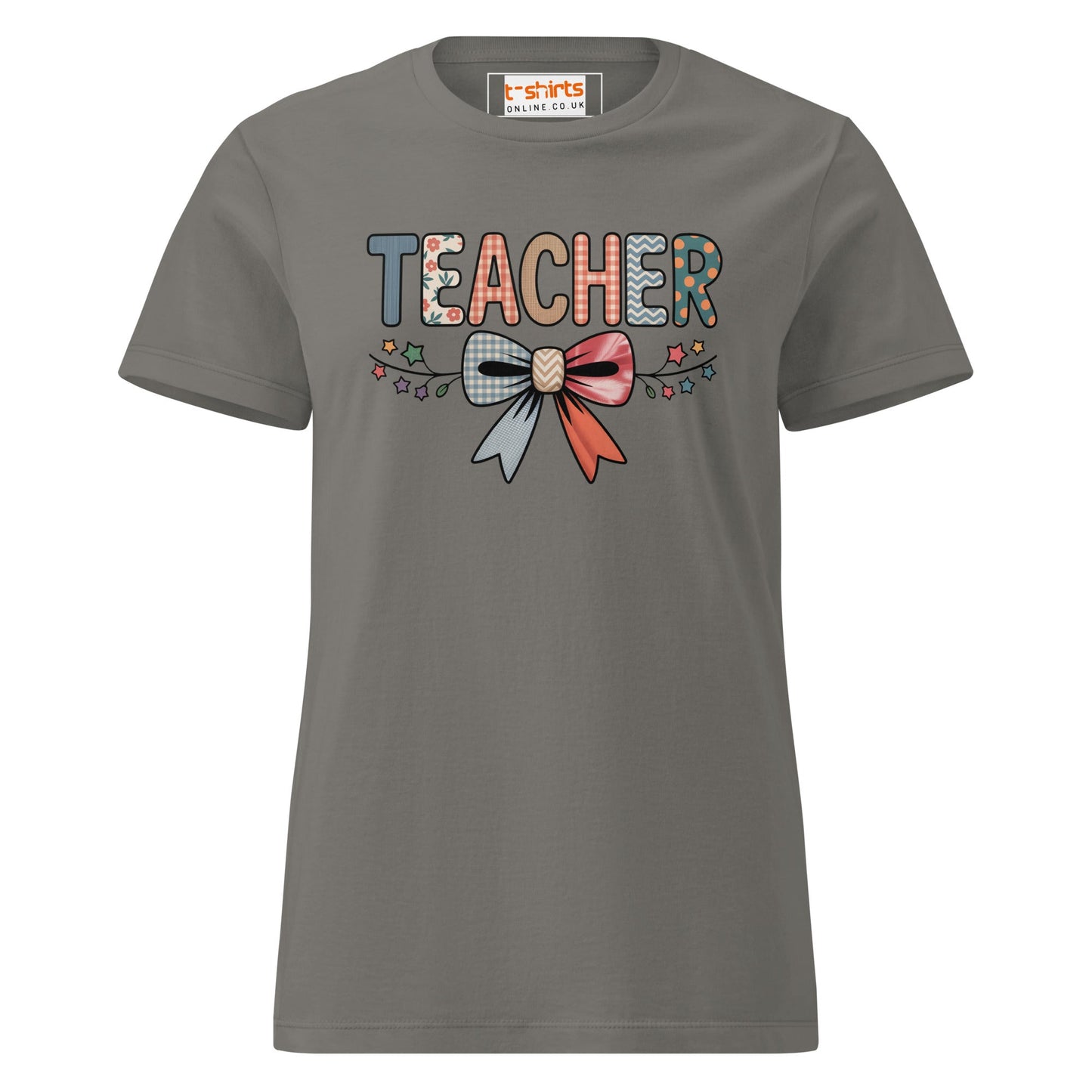 Teacher Bow T-Shirt | Softstyle Womens Tee - Charcoal - T-Shirts Online