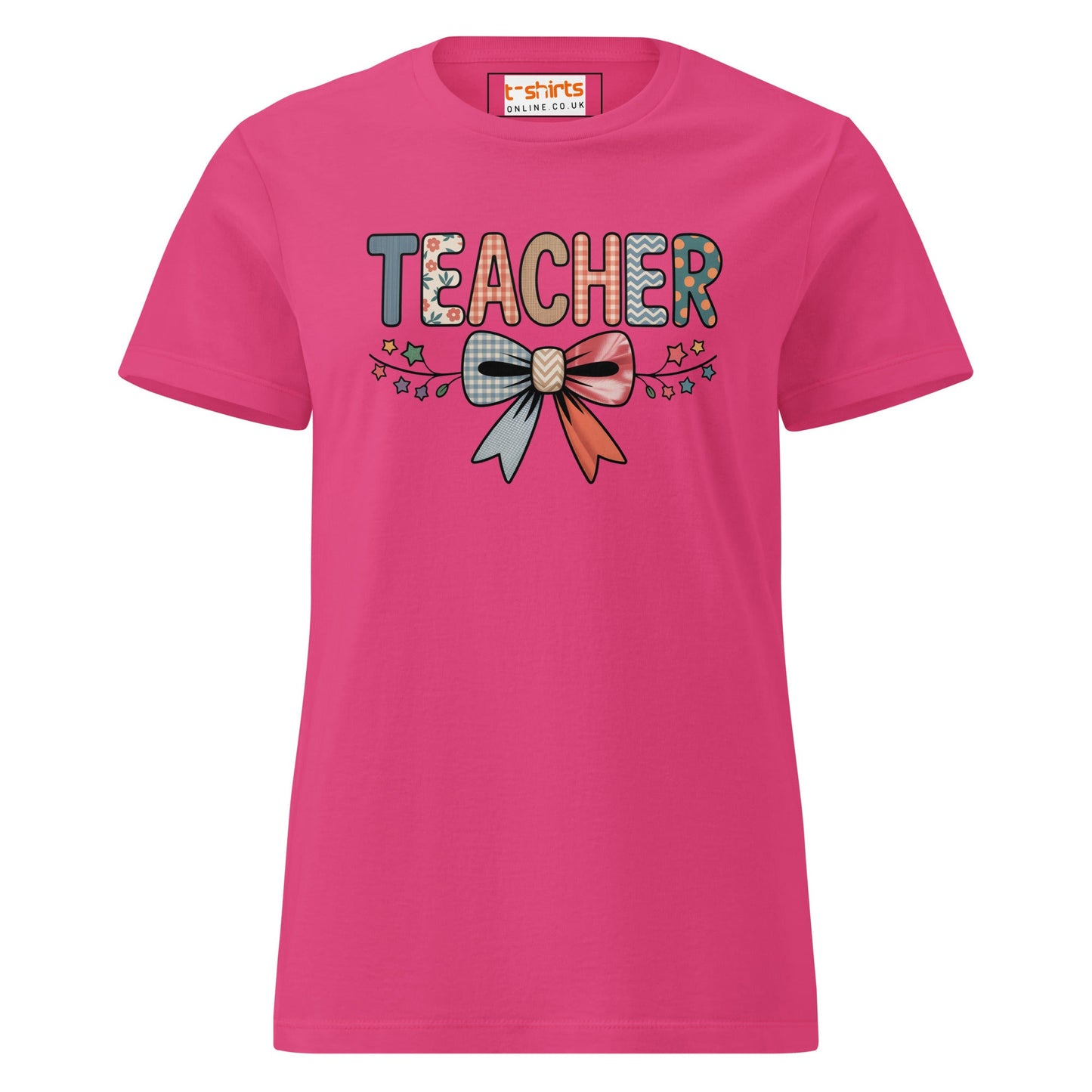 Teacher Bow T-Shirt | Softstyle Womens Tee - Heliconia - T-Shirts Online